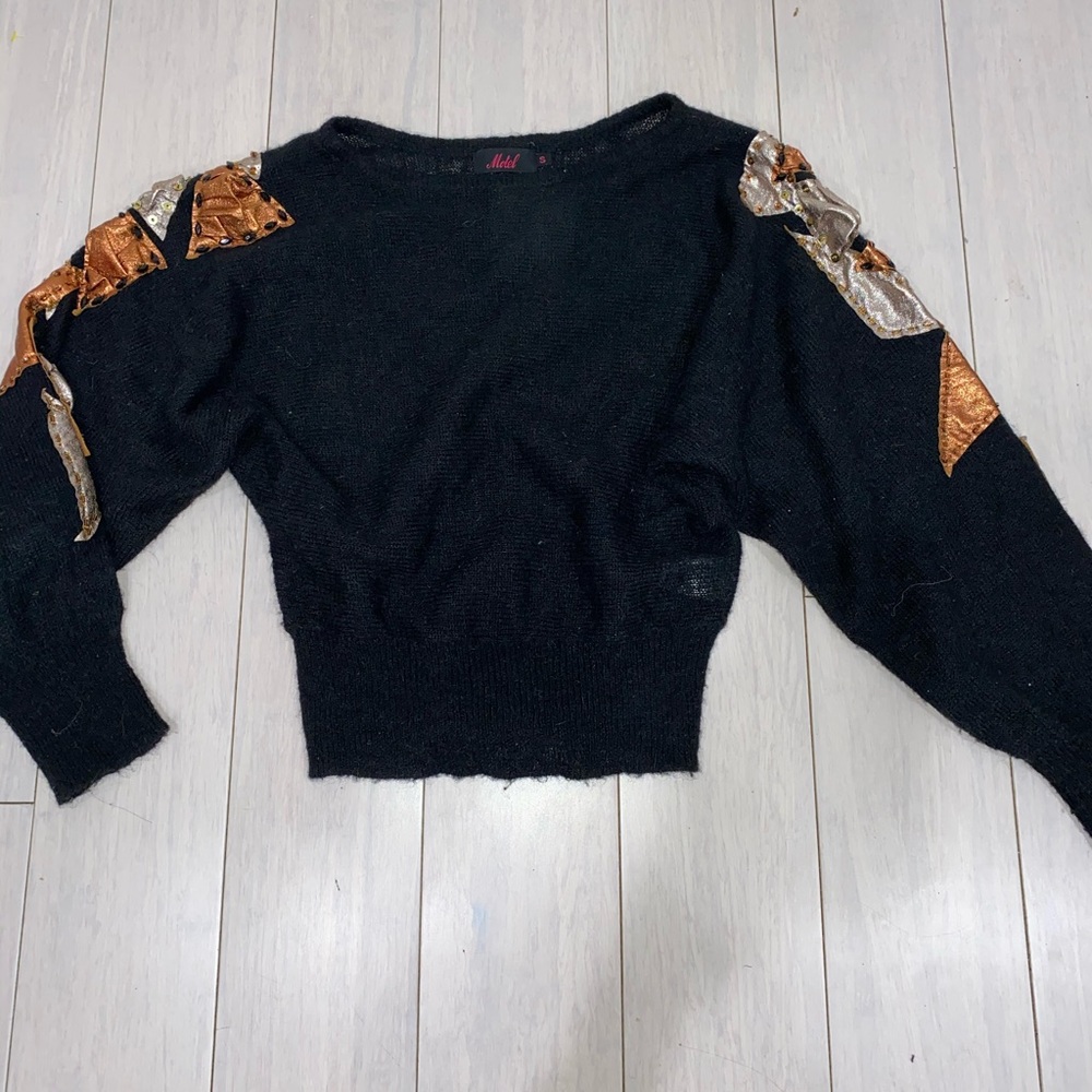 Motel rocks black cropped sweater sequins